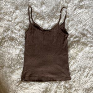 gorgeous brown tank top, with stretchy material and a design, with lace